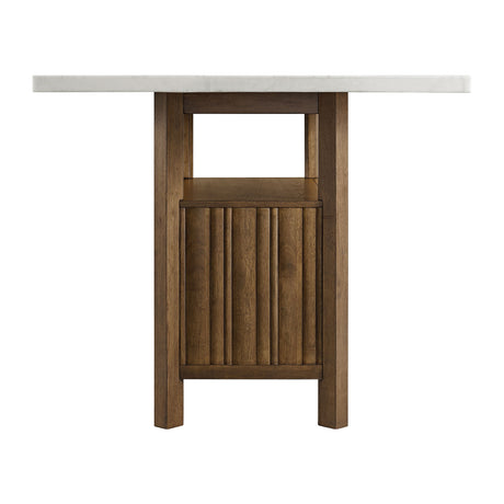 Carmela - Rectangular Counter Table With Marble Top - Brown / White