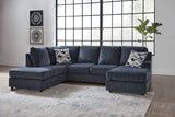 Albar Place - 3 Pc. - 2-Piece Sectional With Raf Sofa Chaise, Ottoman - Cobalt