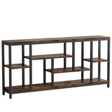 Tribesigns - Extra Long Console Table, 3 Tier With Storage Shelves - Rustic Brown