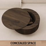 Modern Circular Coffee Table With Stripe Design And Storage Space
