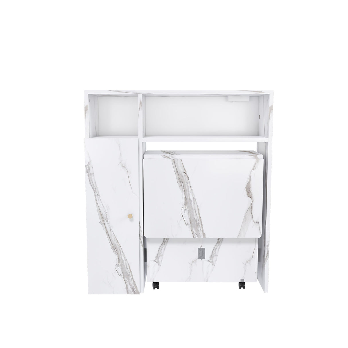 Multifunctional Folding Dining Table With Wall-Mounted Sideboard & Storage