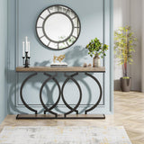 Console Table Narrow Long With Geometric Frame - Gray