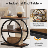 Industrial Narrow End Table With 3 Shelves
