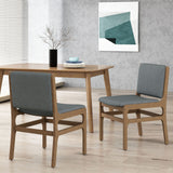 Contemporary Dining Chair Set Upholstered Fabric With Rubberwood Frame