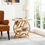 Modern Narrow End Table With 3 Tier Shelves