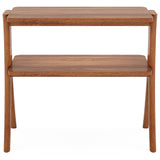 Narrow 2 Tier Side Slim Accent Table For Living Bedroom Or Entryway, Space Saving Furniture With Storage Shelf - Walnut