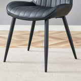 Minimalist Ergonomic Dining Chair (Set of 4) With Curved Cushions And Metal Frame - Black