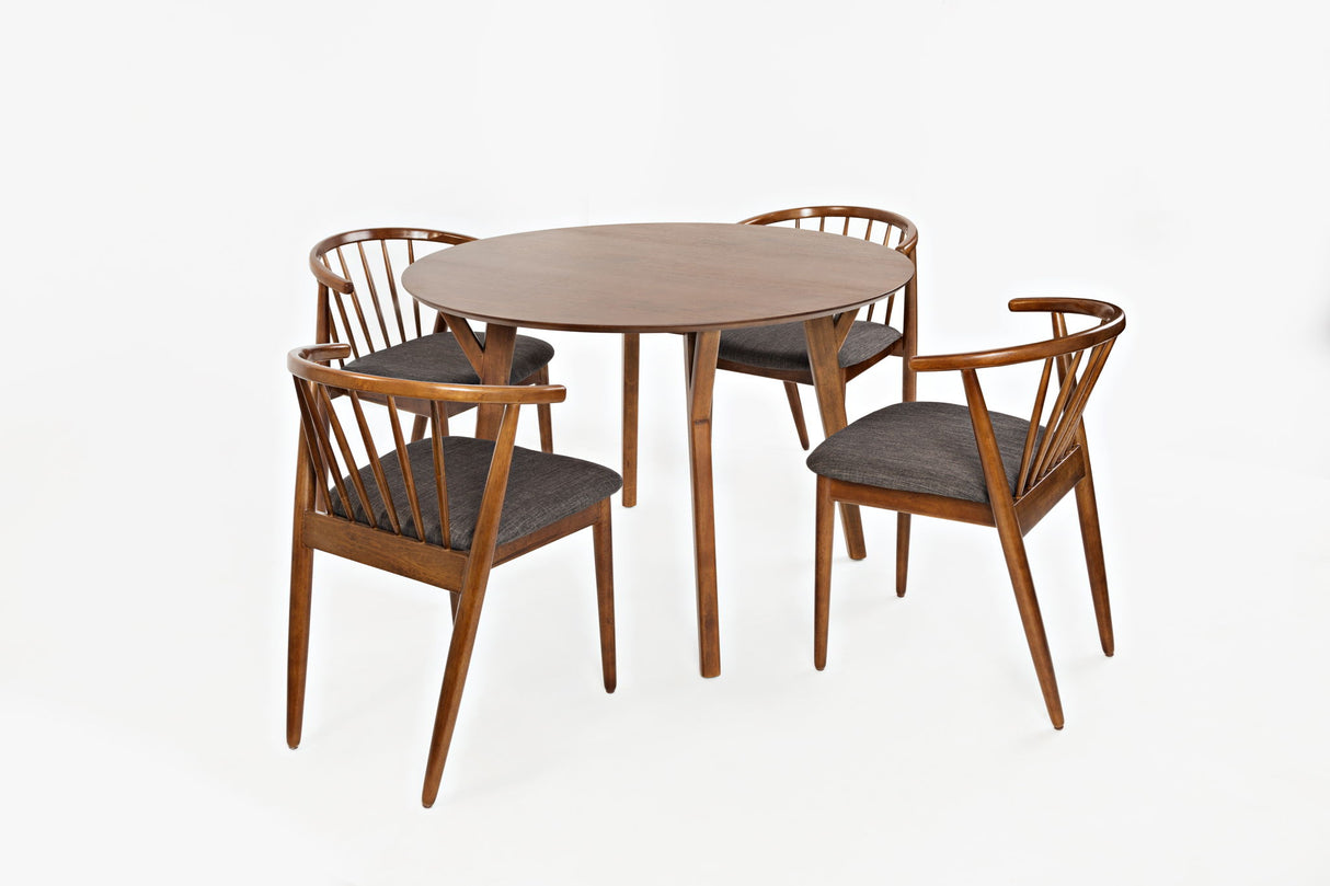 Copenhagen - 5 Piece Dining Set - Brown With Gray Upholstery