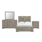 Kelis - 4 Piece Bedroom Set With Queen Panel Bed And LED - Gray