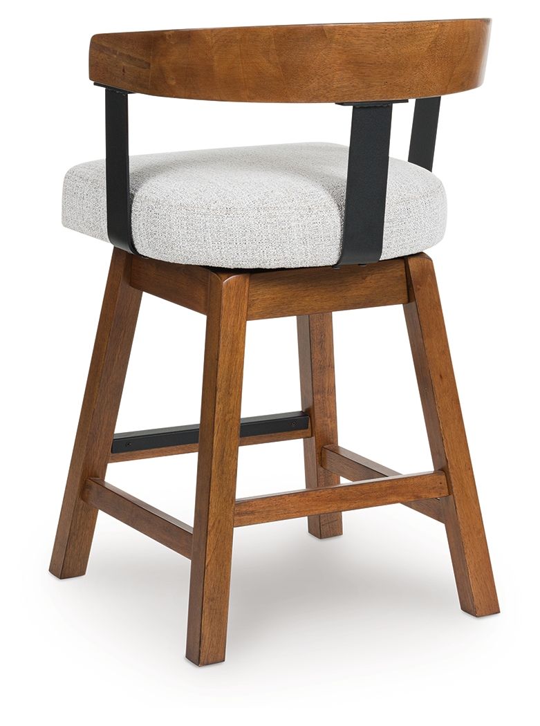 Ralene - Medium Brown - Upholstered Swivel Barstool (Set of 2)