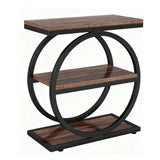 Industrial Narrow End Table With 3 Shelves
