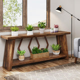 Accent Extra Long Console Table With 2 Tier Storage - Brown