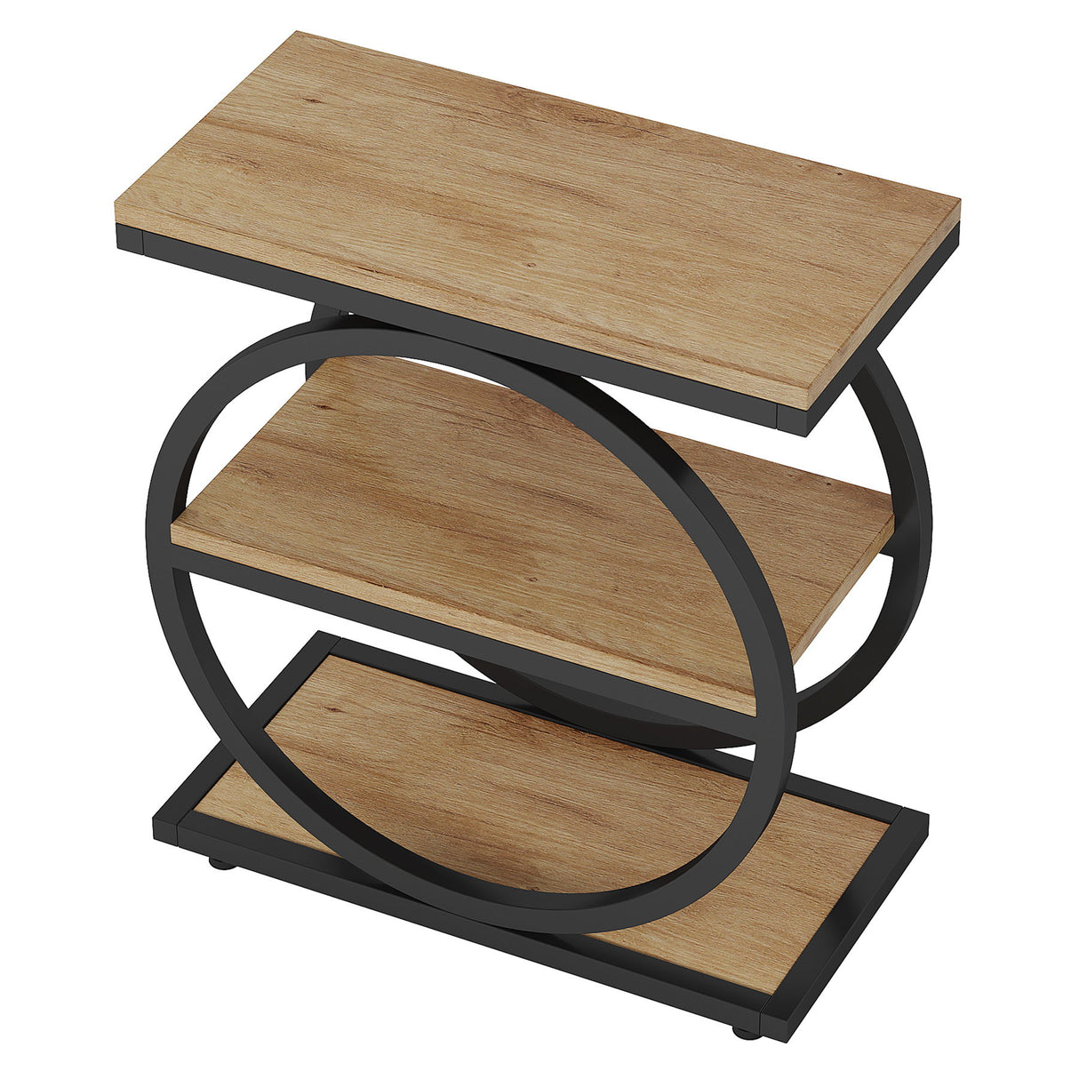 Industrial Narrow End Table With 3 Shelves