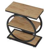 Industrial Narrow End Table With 3 Shelves