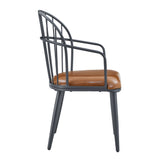 Industrial Inspired Upholstered Dining Chair Set With Metal Legs (Set of 2) - Brown