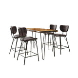 Nature's Edge - 5 Piece Counter Set With Modern Barstools - Chestnut
