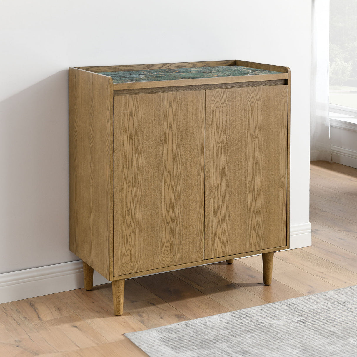 Novato - Bar Cabinet With Sintered Stone Inlay Top - Light Brown