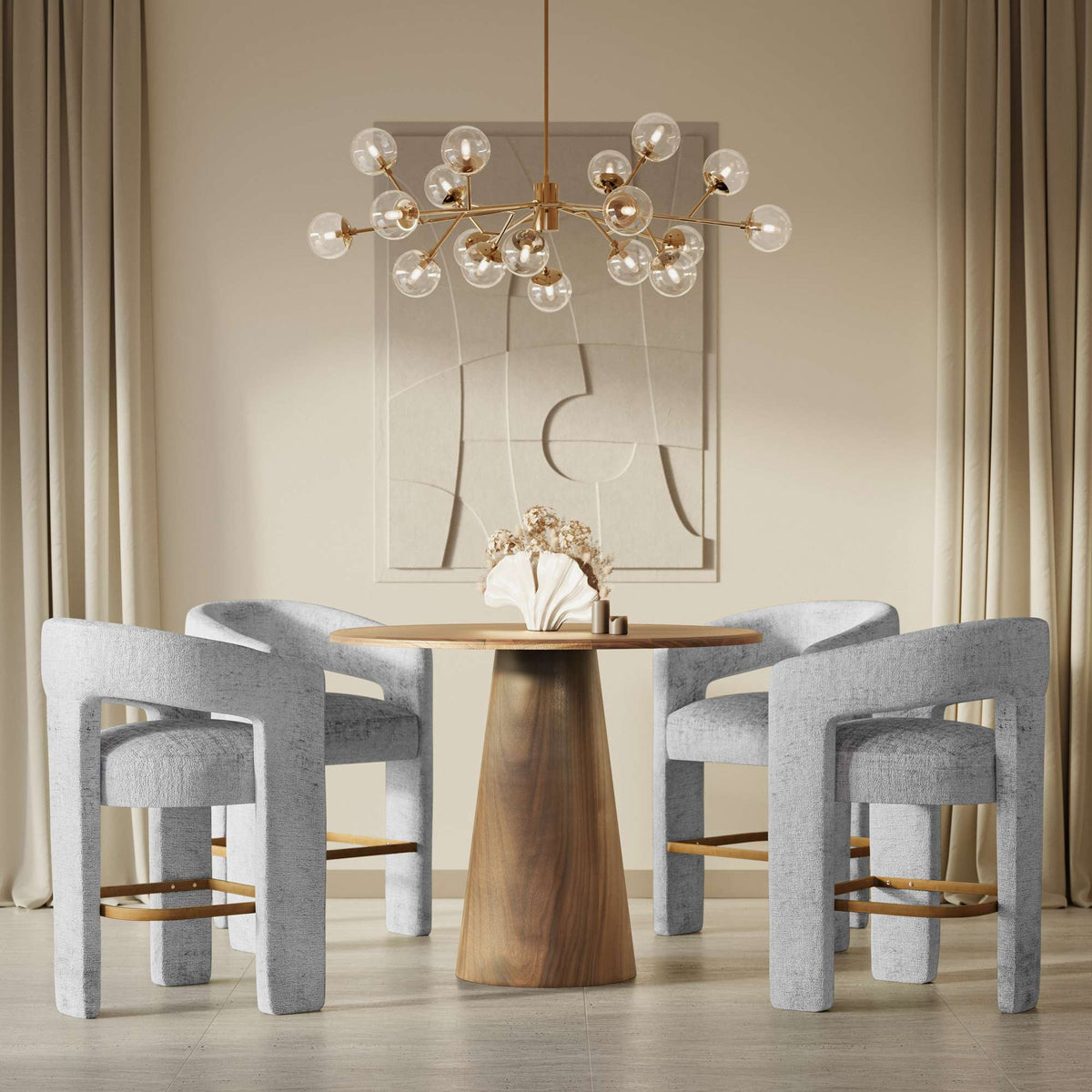 Gwen - 5 Piece Counter Dining Set - Dark Brown Table