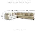 Rawcliffe - Left Arm Facing Sofa 4 Pc Sectional - Parchment
