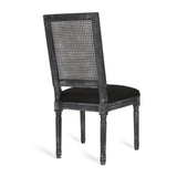 French Country Dining Chair With Rectangular Cane Backrest And Smooth Upholstered Seating