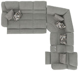 Quinn - 3 Piece Reclining Sectional With 4 Reclining Seats, Storage Arms, Storage Console With Lights, And Drop Down Table - Nature
