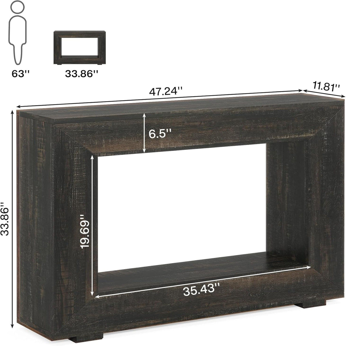 Narrow Entryway Storage Console Table With Open Shelf