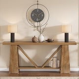 Slim 2 Tier Entryway Accent Extra Long Console Table For Living Room - Natural / Light Brown