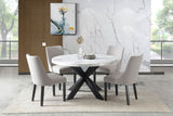 Xena - White Marble Top Round Table - Black