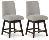 Burkhaus - Upholstered Swivel Barstool (Set of 2) - Beige / Dark Brown