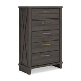 Vonitta Bay - Five Drawer Chest - Dark Brown