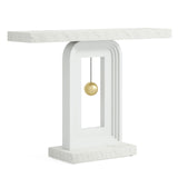 Console Table With Geometric Base For Living Roo - White / Gold