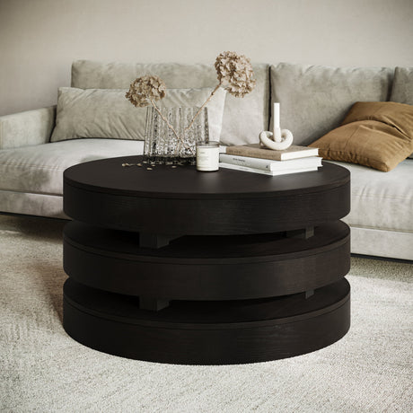 Brix Round Cocktail Table w/Casters - Espresso