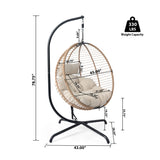 Sora - Outdoor Patio Wicker Hanging Chair With Stand - Beige / Brown
