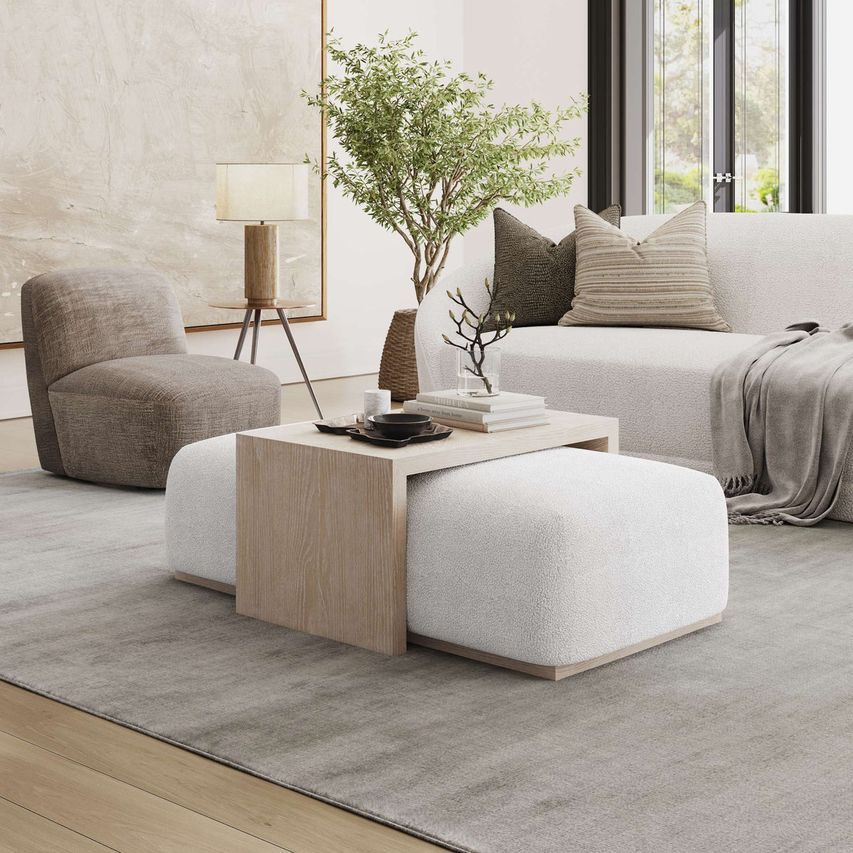 Hudson Sliding Ottoman w Caster Wheels and Table Top