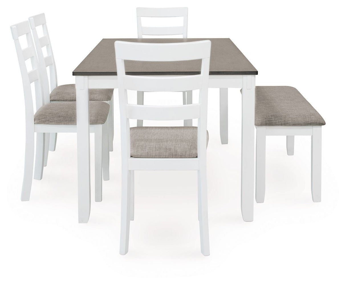 Stonehollow - Rectangular Drm Table Set (Set of 6) - White / Gray