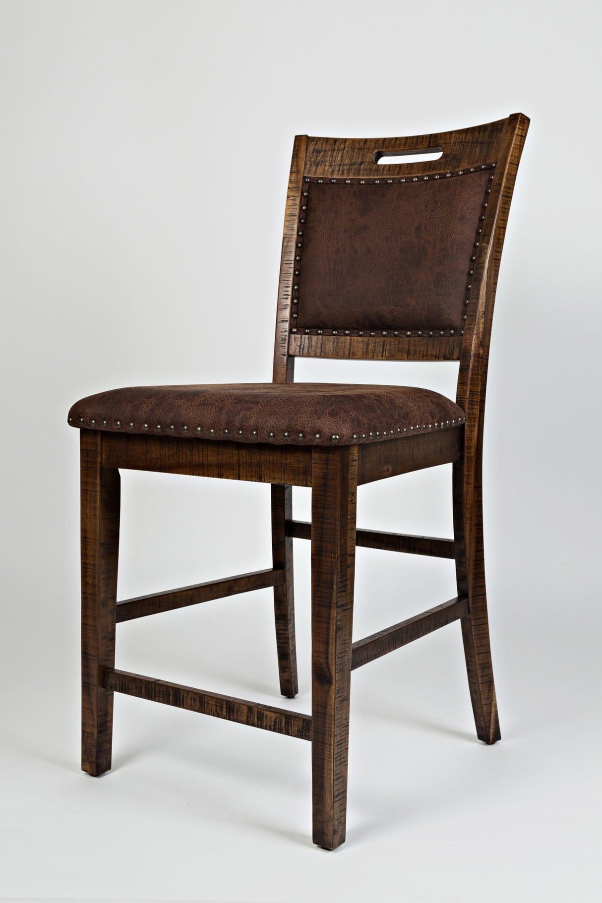 Cannon Valley - Upholstered Back Stool (Set of 2) - Distressed Medium Brown