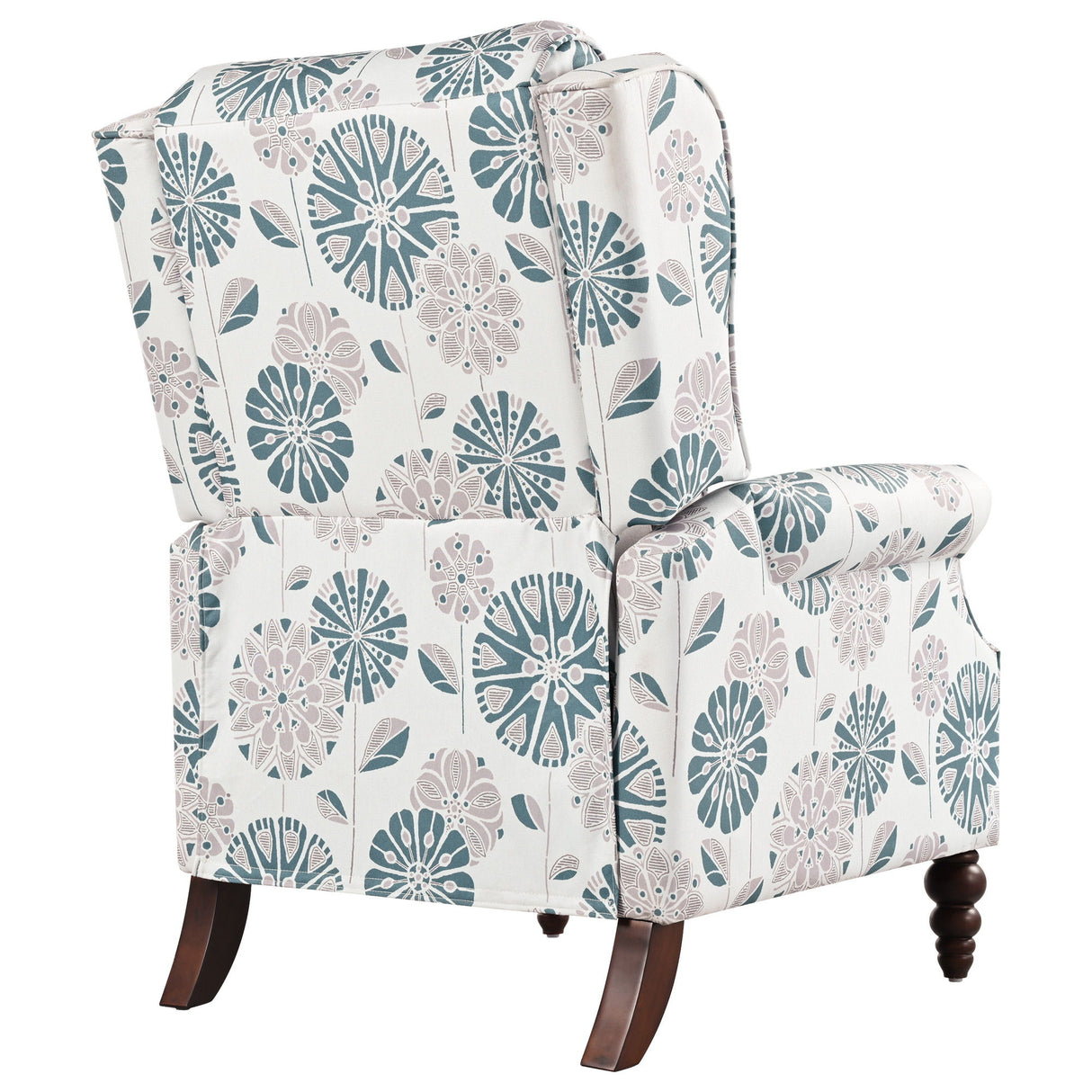 Push Back Recliner Chair Upholstered Recliner Armchair With Classic Wing Back And Solid Gourd-Shaped Legs