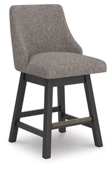 Neymorton - Upholstered Swivel Barstool (Set of 2) - Dark Grayish Brown