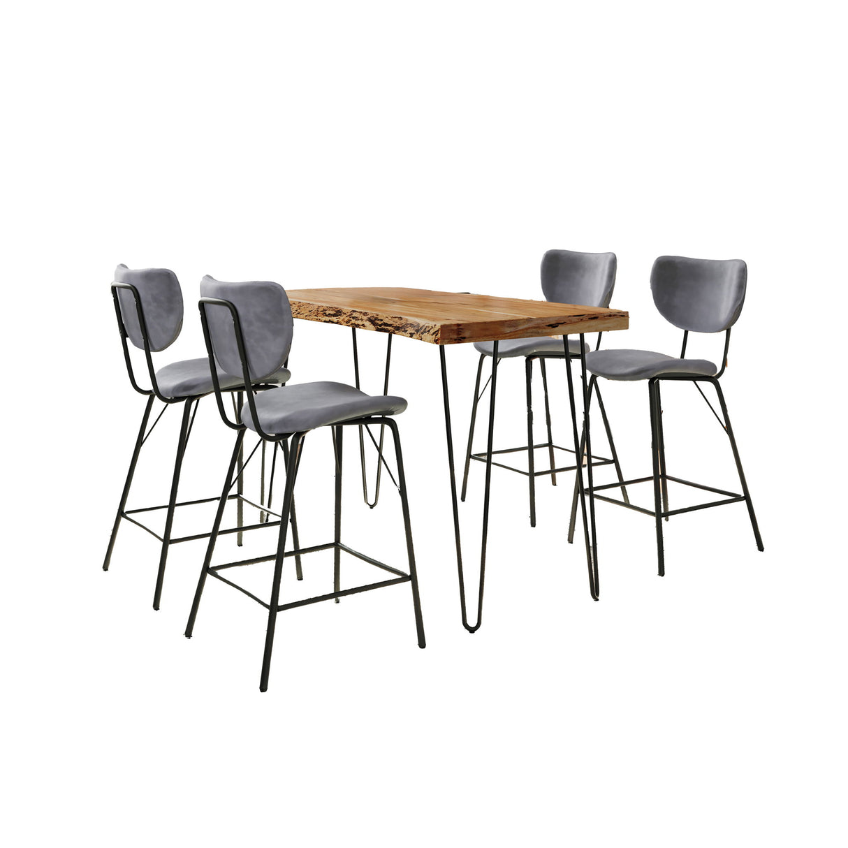 Nature's Edge - 5 Piece Counter Set With Modern Barstools - Natural