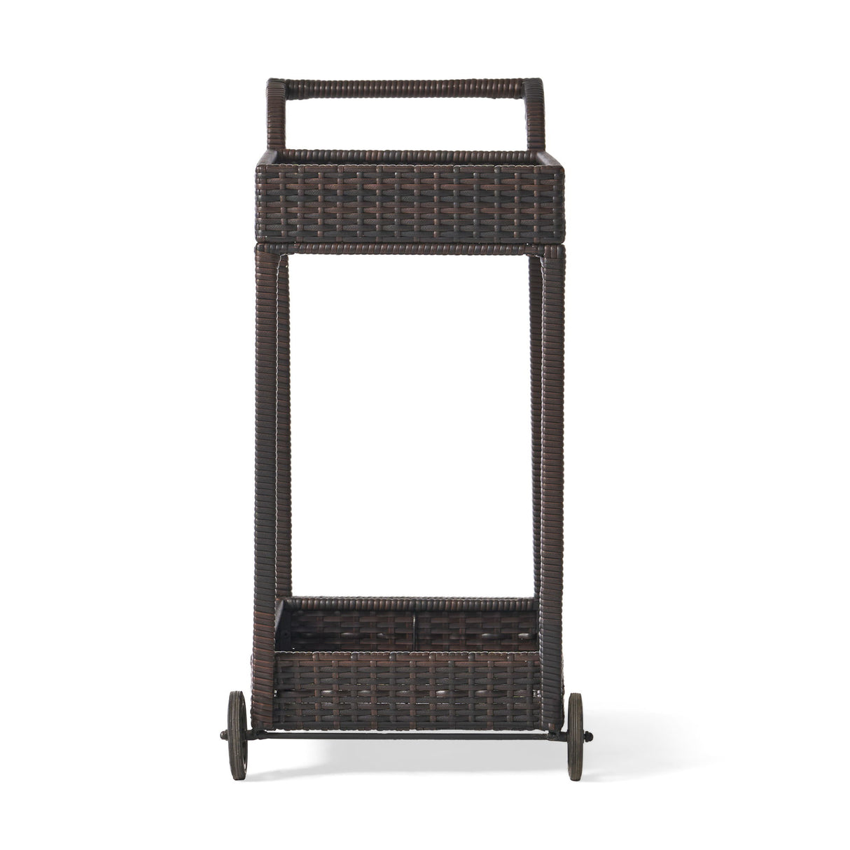 Resin Wicker Bar Cart With Metal Frame - Brown