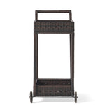 Resin Wicker Bar Cart With Metal Frame - Brown