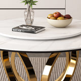 Round Dining Table With 360° Smooth Lazy Susan Stain / Heat - Gold / Black / White