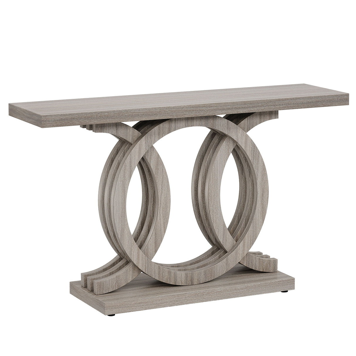 Console Table With Geometric Base For Living Hallway - Gray