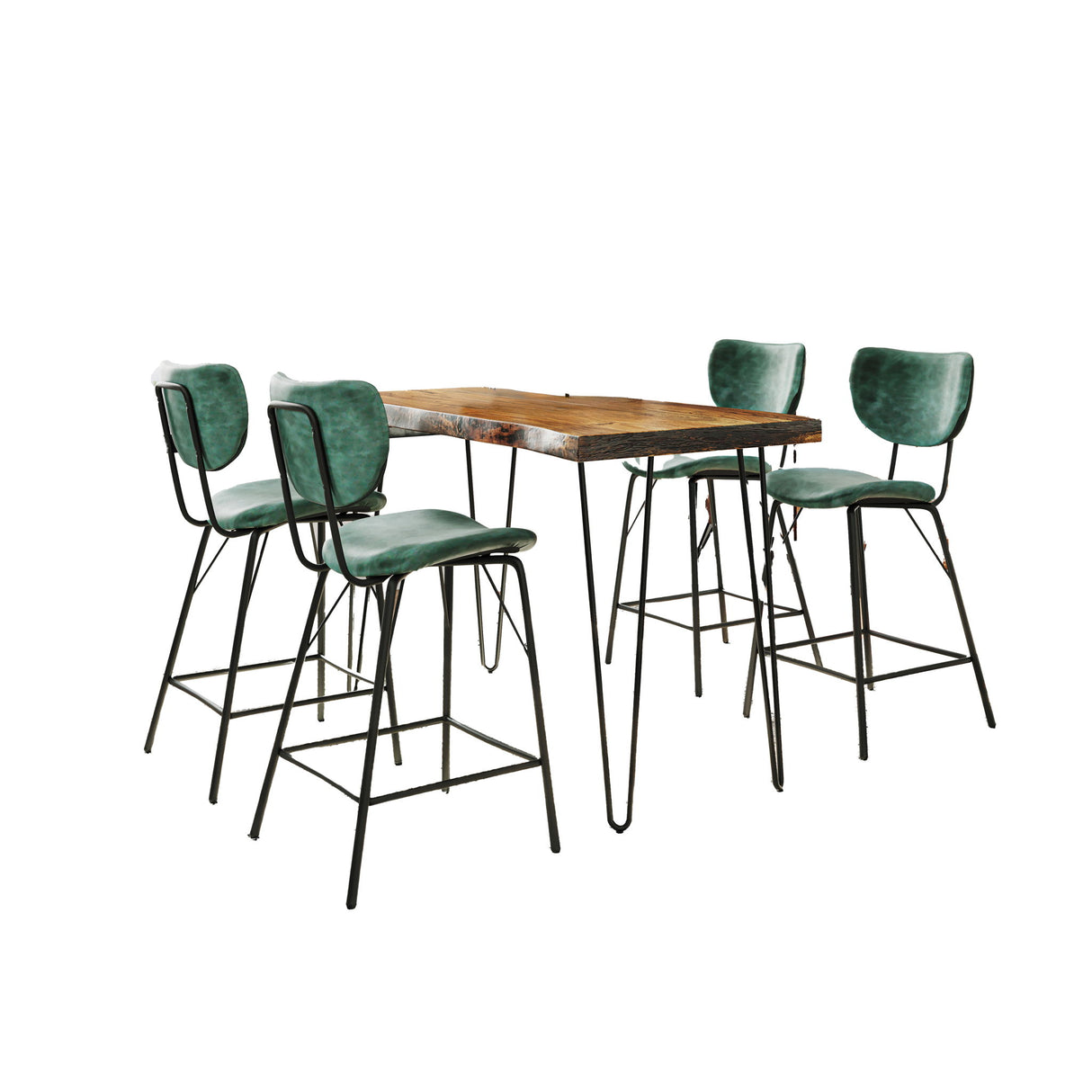 Nature's Edge - 5 Piece Counter Set With Modern Barstools - Chestnut