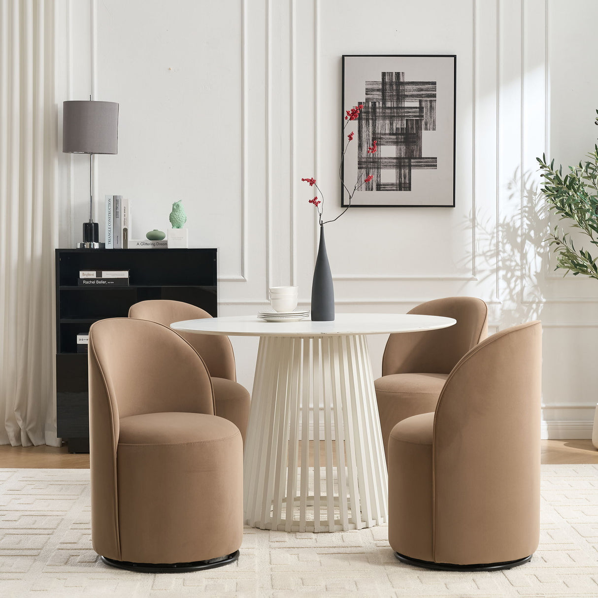 360 Degree Swivel Armless Dining Barrel Chair