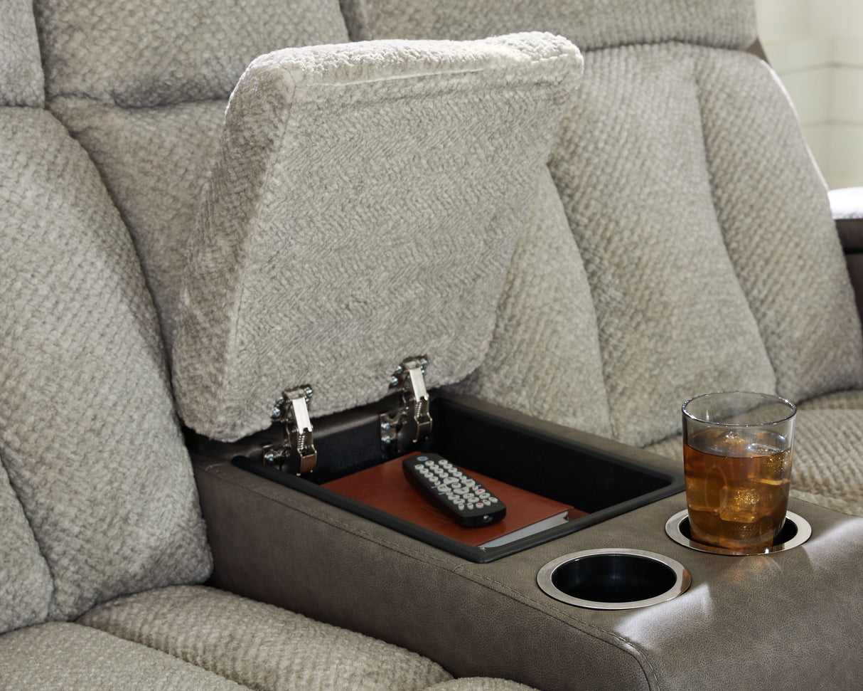 WhipLash - Sisal - Power Reclining Loveseat With Console / Adj Headrest