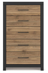 Vertani - Black / Honey Brown - Five Drawer Chest