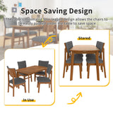 Mid Century Modern Dining Table Set For 4, Solid Wood Dining Table And Solid Wood Chairs, 5 Pieces Farmhouse Dining Table And 4 Upholstered Chairs - Brown / Gray
