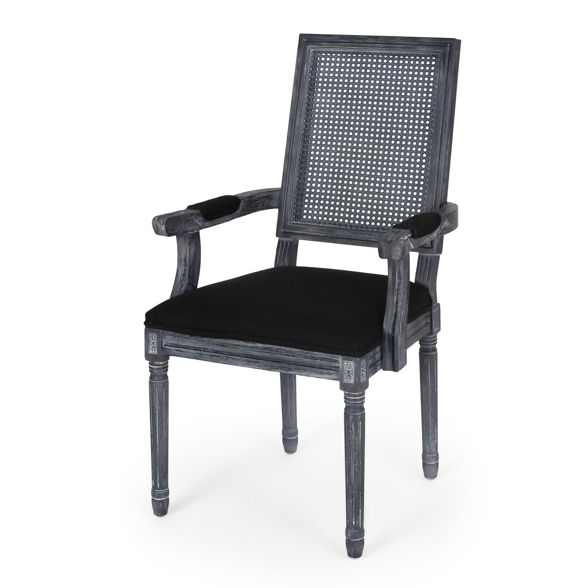 Elegant French Country Style Dining Chair With Cane Backrest