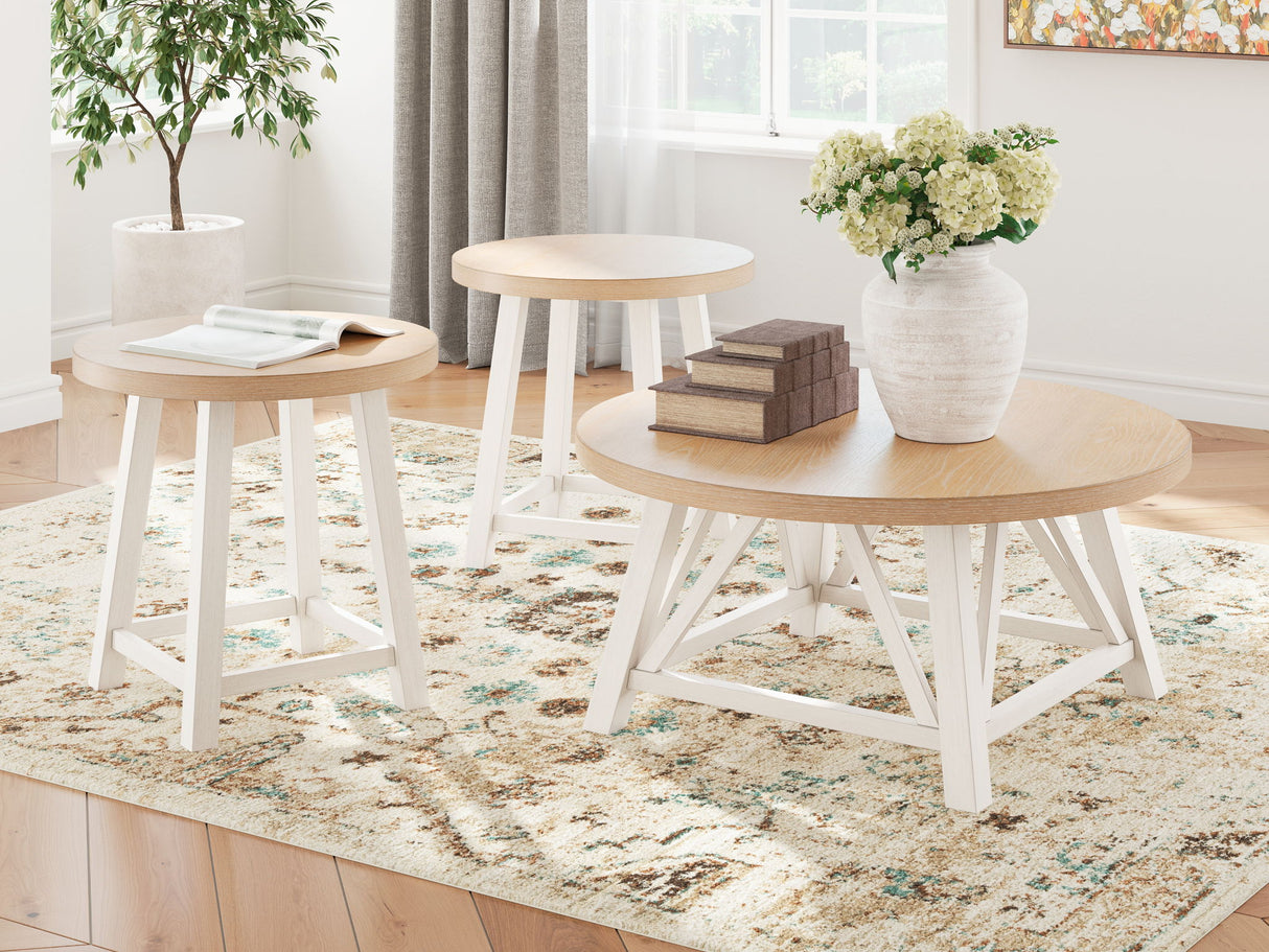Fawndell - Antique White / Brown - Occasional Table Set (Set of 3)